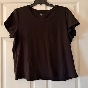 Maurices Ribbed Black Short Sleeve Tee